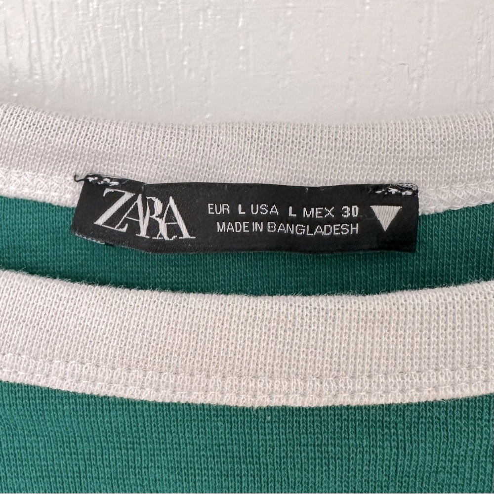 🔥2/$40🔥 ZARA Beautiful Green Teal Short Sleeve Crop Top - Picture 5 of 5